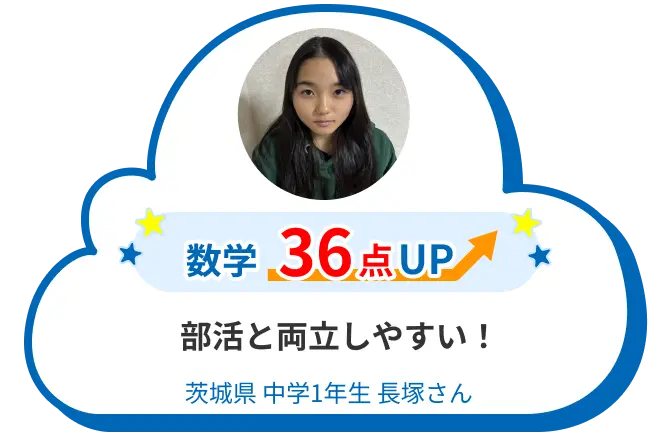 中1 茨城 長塚さん 部活と両立しやすい! 数学 36点アップ