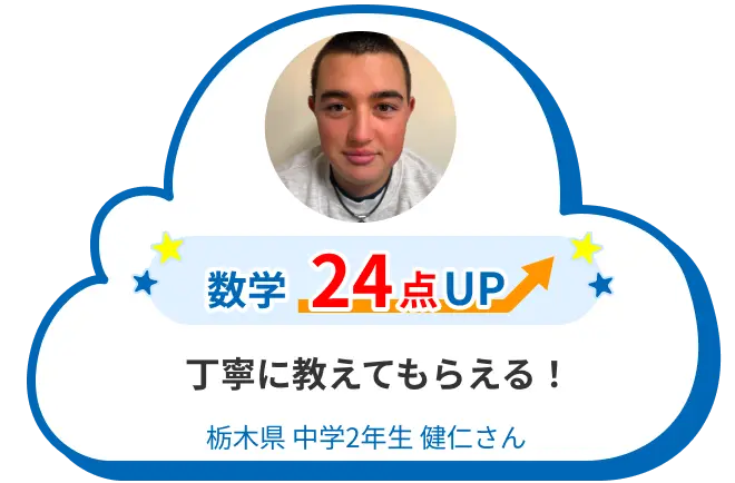 中2 栃木 健仁さん 丁寧に教えてもらえる! 数学 24点アップ